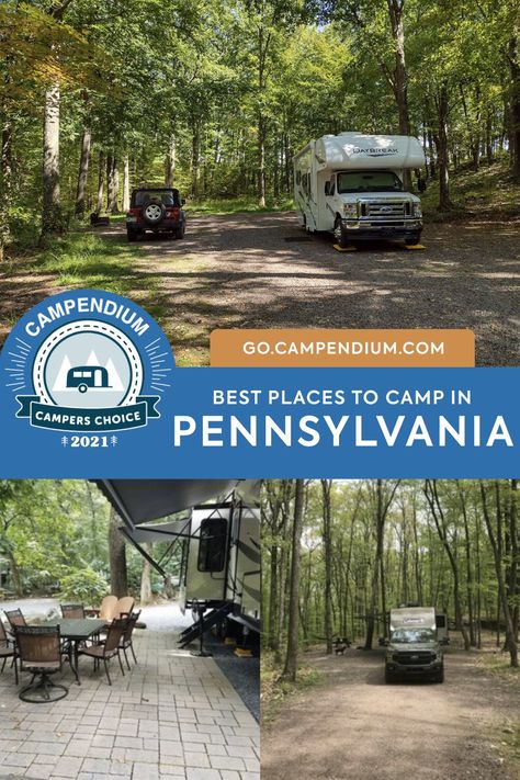 Free Campsites U.s. States, Pennsylvania Camping, Rv Parks In Florida, Camping In Pennsylvania, Best Rv Parks, Tent Camping Hacks, New England Road Trip, Rv Road Trip, Rv Campgrounds