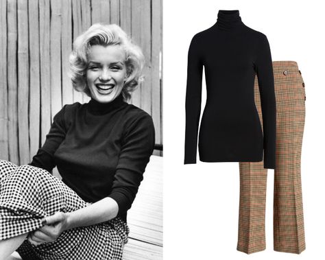 7 Marilyn Monroe-Inspired Looks to Channel Your Inner Glamour Girl Marilyn Monroe Casual, Turtle Neck Outfit Women, Marilyn Monroe White Dress, Marilyn Monroe Outfits, Marilyn Monroe Dress, Marilyn Monroe Fashion, Houndstooth Coat, Fashion Hacks Clothes, Black Turtleneck