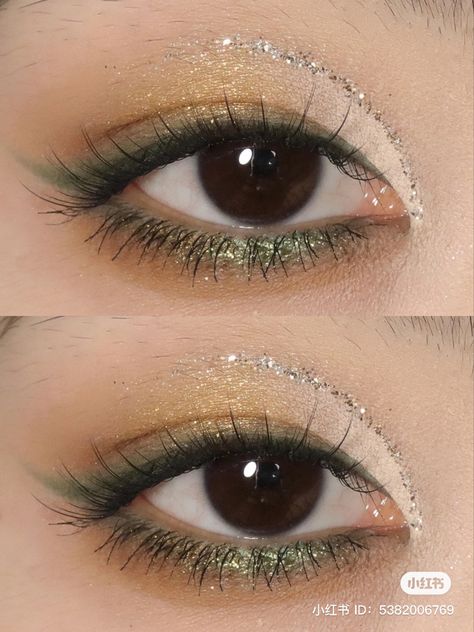 green mermaid siren korean chinese makeup eye shadow fairy glitter cut crease Sea Green Makeup Look, Glitter Cut Crease, Siren Mermaid Makeup, Fairy Glitter, Green Mermaid Makeup, Shadow Fairy, Mermaid Eye Makeup, Mermaid Eyeshadow, Pisces Rising