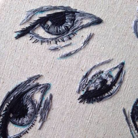 // Pola Sulam, 자수 디자인, Hand Embroidery Art, Embroidery Inspiration, Diy Embroidery, Embroidery And Stitching, An Eye, Embroidery Projects, Embroidery Art