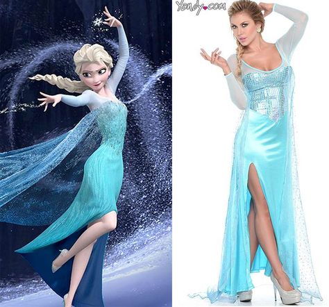 Top Halloween costume this year from pre-K to adult! Elsa from "Frozen" and her "sexy costume" Adult Elsa Costume, Frozen Halloween Costumes, Elsa Halloween Costume, Frozen Costumes, Frozen Halloween, Josh Gad, Frozen Cosplay, Top Halloween Costumes, Amazing Halloween Costumes