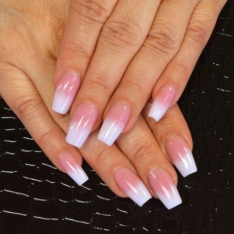 This Pink and White Fade is one of my absolute FAVORITE nail ... Opal Nails, White Acrylic Nails, French Acrylic Nails, Nails Pink, French Tips, Manicures Designs, Purple Light, Nailed It, Clear White