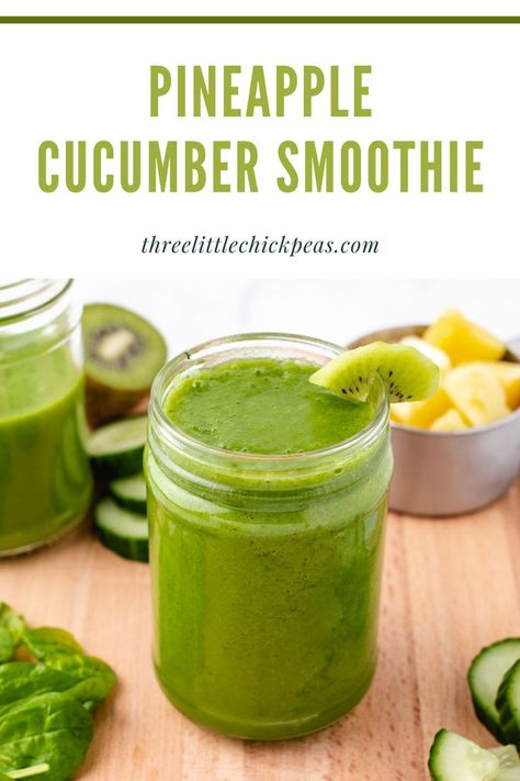 Refreshing and sweet pineapple cucumber smoothie with kiwi. Smoothie With Kiwi, Pineapple Cucumber Smoothie, Island Green Smoothie, Pineapple And Cucumber, Pineapple Cucumber, Pineapple Detox, Cucumber Smoothie, Dairy Free Smoothies, Healthy Nutrition Plan