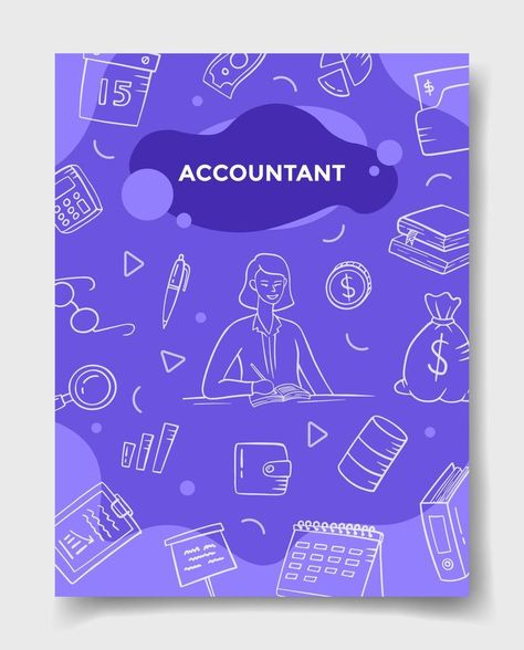 accountant jobs career with doodle style for template of banners, flyer, books, and magazine cover Accounting Cover Page, Cover Page Design Ideas, The Accountant, Accounting Books, Accounting Jobs, Chalkboard Ideas, Doodle Style, Job Career, Book And Magazine