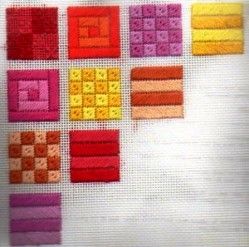 Needlepoint Sampler, Pola Jaring, Leftover Yarn, Bargello Needlepoint, Plastic Canvas Coasters, Plastic Canvas Stitches, Needlepoint Stitch, Stitch Sampler, Needlepoint Stitches