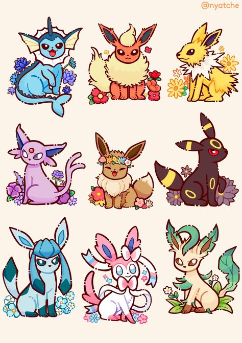 Pixel Art Pokemon Pikachu, Anime Stationary, Eevee Wallpaper, Pokemon Tattoos, Pokemon World, Eevee Cute, Evolution Art, Pokemon Eevee Evolutions, Pixel Art Pokemon