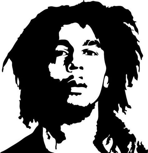 Bob Marley Black And White Art, Bob Marley Tattoo Stencil, Bob Marley Tattoo Design, Bob Marley Tattoo Ideas, Bob Marley Dibujo, Bob Marley Black And White, Bob Marley Stencil, Bob Marley Silhouette, Bob Marley Drawing