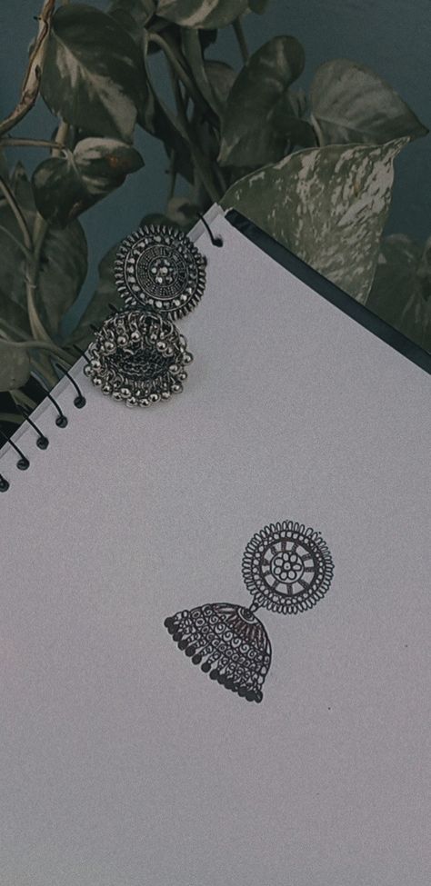 Copying jhumka design to a paper using pen Jhumka Designs Drawing, Jhumka Illustration, Mandala Art Jewellery, Jhumka Drawing Sketch, Jhumka Mandala Art, Jhumka Mandala, Jhumka Drawing, Jewellery Illustration, Jhumka Designs