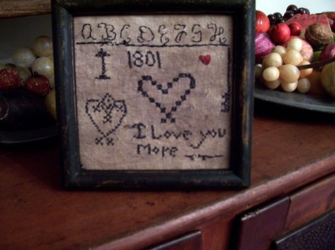 Antique Samplers, Cross Stitch Samplers, Valentine Day Crafts, Photo Albums, Needle And Thread, Hobbies And Crafts, Love You More, Online Photo, Cross Stitch Embroidery