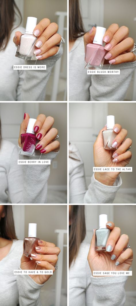 @essiepolish Gel Couture Bridal 2017 collection (photos + video: http://www.spiffykerms.com/2017/03/essie-gel-couture-bridal-17/ ) Essie Gel Couture Swatches, Essie Gel Polish, Essie Nail Polish Colors, Belle Nails, Wedding Nail Polish, Essie Nail Colors, Essie Gel Couture, Gel Couture, Essie Gel