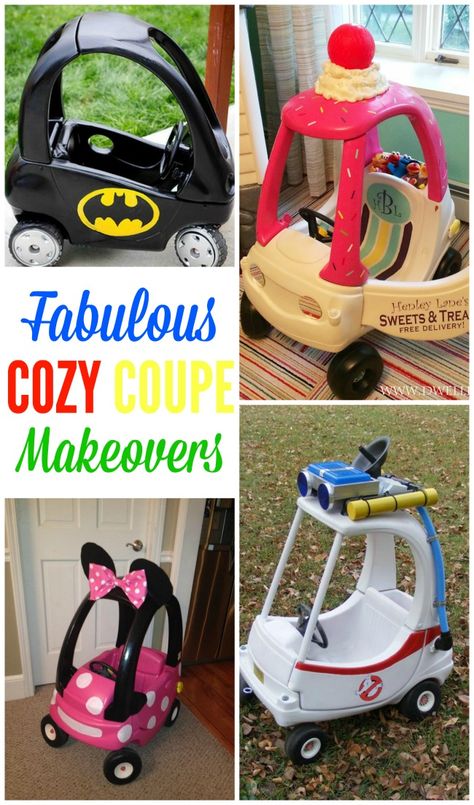 The red and yellow cozy coupe is a rite of passage for all kids, but why not make it more exciting with one of these fabulous cozy couple makeovers? Car Makeover, Cozy Coupe Makeover, Refurbished Table, Kid Costume, Paint Wash, Grey Paint, Table Makeover, Table Chairs, Diy Makeover