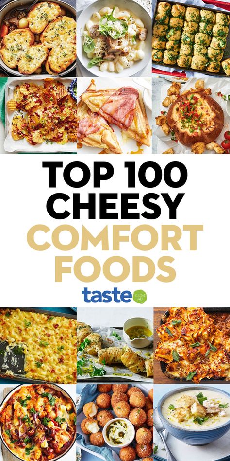 Lunch Ideas Comfort Food, Cheesy Comfort Food Recipes, Cheesy Lunch Ideas, Best Cheesy Recipes, Confort Food Ideas Easy, Dinners With Cheese, Cheesy Comfort Food, Cheese Dishes Recipes, Sliced Cheese Recipes