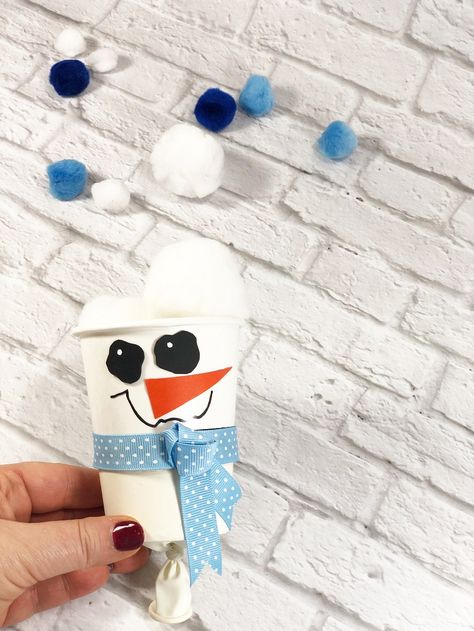 Snowman Pom Pom Poppers for Indoor Snowball Fights - Creatively Beth Snowman Pom Pom, Indoor Snowballs, Ice Candle, Candle Tutorial, Paper Bag Album, Quiet Play, Diy Candles Scented, Black Construction Paper, Bamboo Box