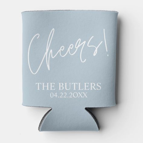 Reception Koozies, Dusty Blue Color, Wedding Koozies, Dusty Blue Wedding, Wedding Plan, Dusty Blue Weddings, Wedding 2024, Can Coolers, Modern Fonts