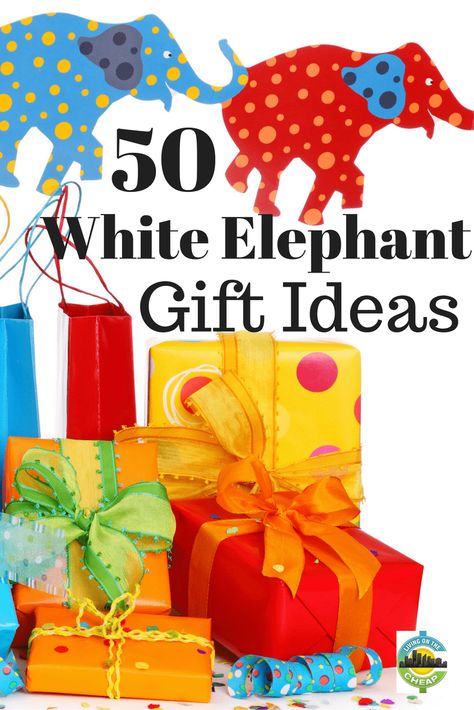 Here is a list of 50 perfect, or not-so-perfect but funny, white elephant gift ideas geared for specific groups. Most of these are available through Amazon, so shipping is quick! Happy Money Saver, White Elephant Gift Ideas, Elephant Gift Ideas, Grab Bag Gifts, Best White Elephant Gifts, Happy Money, Christmas Elephant, Elephant Party, White Elephant Gifts Exchange