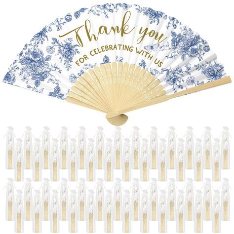 PRICES MAY VARY. Sufficient Quantity: the set contains 50 pieces of wedding foldable hand fans and 50 pieces of organza bags; Sufficient quantity to meet the daily use of you and your family, you can also share these folding fans with your friends and guests, they will definitely like it very much Wedding Theme: our bridal folding fans are designed around the wedding theme; The beautiful design collides with the warm text, showing elegance and chic; It can express your gratitude to the guests an Paper Fans Wedding, Croatian Wedding, Fans Wedding, Blue White Flowers, Hand Fans For Wedding, Folding Fans, Paper Fan, Bridal Bouquet Flowers, Blue Themed Wedding