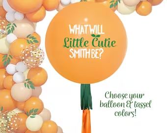 PartySparkles - Etsy Lil Cutie Gender Reveal, A Little Cutie Is On The Way Gender Reveal, What Will The Cutie Be Gender Reveal, Cutie Gender Reveal, Gender Reveal Outfit, Confetti Gender Reveal, Blue Confetti, Boy Gender Reveal, Jumbo Balloons