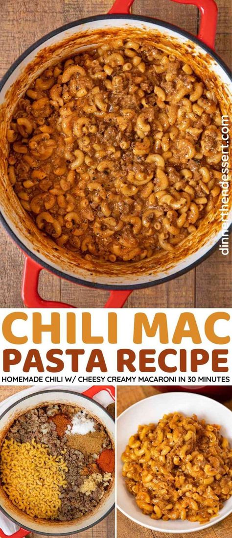 Easy Chili Mac Recipe, Homemade Chili Mac, Chili Mac Casserole, Chili Mac Recipe Easy, Easy Chili Mac, Chili Macaroni, Mac Chili, Easy Homemade Chili, Easy Chilli