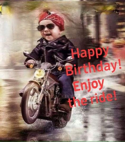 Happy Birthday Biker, Happy Birthday Motorcycle, Meeting Memes, Birthday Verses For Cards, Motorcycle Birthday, Biker Baby, Baby Pacifiers, Funny Postcards, Bless The Child