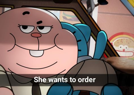 She Wants To Order, He Wants To Order, Richard Watterson, Gumball Image, Mr Smalls, Amazing Gumball, Cartoon Network Shows, Fandom Funny, Good Cartoons