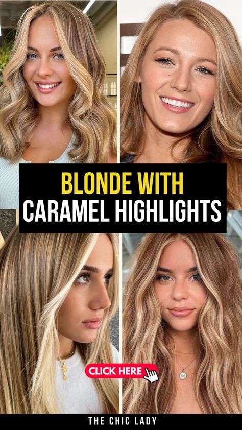 15 Chic Blonde Hair with Caramel Highlights and Lowlights to Try Hair Color Ideas Caramel Highlights, Blonde With Honey Lowlights, Blonde And Caramel Hair, Caramel Lowlights On Blonde Hair, Dirty Blonde Hair With Highlights Honey, Warm Blonde Hair Highlights, Blonde With Brown Lowlights Caramel, Highlights And Lowlights For Blonde Hair, Golden Blonde Hair With Lowlights