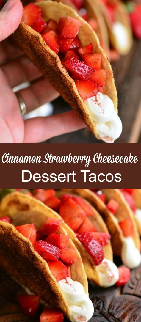 Tacos Crunchy, Strawberry Cheesecake Dessert, Dessert Tacos, Corn Taco Shells, Crunchy Corn, Dessert Taco, Corn Taco, Homemade Snickers, Taco Shells