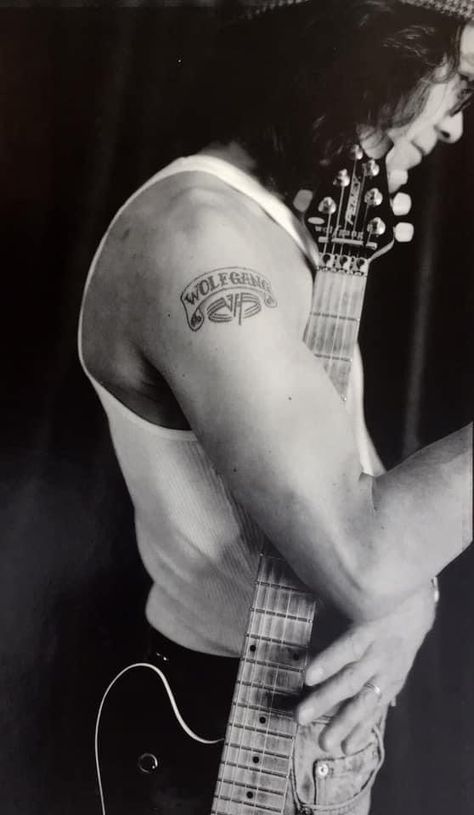 Eddie Van Halen Tattoo, Van Halen Tattoo Ideas, Van Halen Tattoo, Famous Guitars, Valerie Bertinelli, Eddie Van Halen, Tattoo Meaning, Van Halen, Tattoos With Meaning