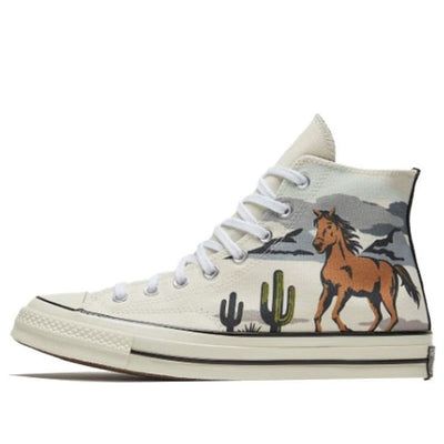 Converse Chuck 70 High 'Twisted Resort - Old Western Sunset' 169821C (SNKR/Retro/Unisex/High Top) Cow Print Converse, Western Sunset, Straight Fashion, Country Shoes, Old Western, Country Things, Western Shoes, Hey Dudes, Custom Converse