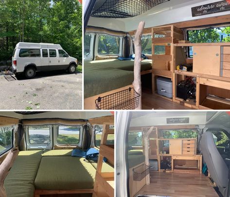 Ford Econoline Van Build E150 Camper Van, Van Conversion Ford Econoline, Conversation Van Camper, Ford Econoline 150 Van Conversion, Ford Econoline High Top Van Conversion, Econoline Van Conversion Interior, Van Builds Ideas, Ford E250 Van Conversion, Camper Van Interior Design