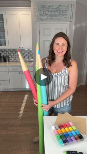 27K views · 11K reactions | 📚 🍎 Save and comment “Back to School” and I’ll send you all supplies you need to make these giant colored pencils right to your inbox!  These make great party decorations or photo props. 😃 If you think these are fun, make sure to share this video with a friend!

Did you know you can easily shop our videos on LTK?  Just search for YWM_Family.  Make sure to follow us there too for exclusive in-app content. 💕

#BackToSchoolPhotos #BackToSchool2024 #BackToSchoolCrafts #BackToSchoolParty #FunPhotoProps #BackToSchoolDIY | YWM Family | Katy Perry · WOMAN’S WORLD (Doing The Most Woman Version) Kids Church Decor, Giant Pencil, Diy Pencil, Back To School Crafts, Back To School Party, Toddler Learning Activities, Kids Church, Pretty Packaging, Visual Display