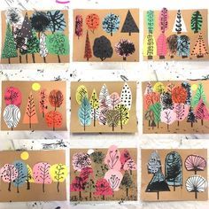 Tree Collage, Art Invitation, Art Camp, Homeschool Art, Kindergarten Art, School Art Projects, Forest Art, Camping Art, Autumn Art