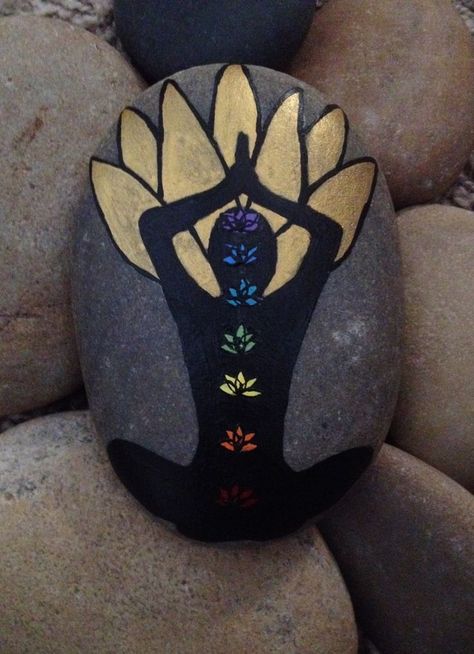 Yoga Crafts, Lotus Flower Painting, Meditation Pose, Chakra Art, Painted Rocks Kids, Painted Rocks Craft, Rock Painting Ideas Easy, Rock Painting Patterns, Rock Painting Designs