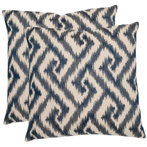 Safavieh Teddy Blue Geometric Down Alternative 18 in. x 18 in. Throw Pillow (Set of 2) PIL915A-1818-SET2 - The Home Depot  Option for your bed. Throw Pillows On Grey Couch, Pillows On Grey Couch, Spanish Style Home Decor, Teddy Pillow, Chevron Tiles, Indigo Decor, Blue Throw Blanket, Grey Couch, Embroidered Throw Pillows