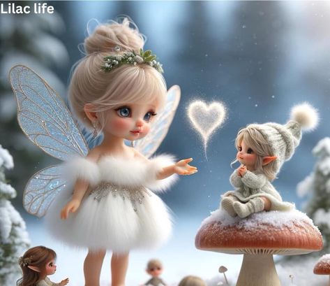 Pretty Dolls Fairies, Pixie Wallpaper, Ge Aldrig Upp, Morning Winter, Fairy Art Dolls, Heaven Art, Christmas Scenery, Elves And Fairies, Adult Coloring Designs