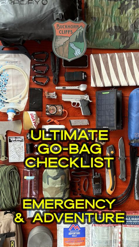 Prepare for any emergency or travel scenario with this comprehensive go-bag (bug out bag) checklist. Learn what essential items to include to ensure you're always ready for unexpected situations. Emergency Go Bag For Car, Bug Out Bag For Kids, Go Bag List Emergency Kits, Go Bag Checklist, Go Bag Essentials, Bugout Bag List, Go Bag List, Emergency Preparedness Kit List, Functional Basement