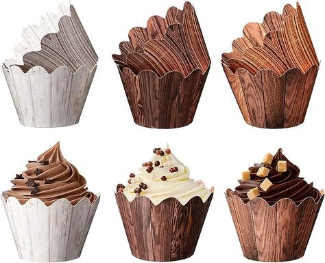 Amazon.com: 120 Pcs Wood Grain Cupcake Wrappers Woodland Cupcake Wrappers Woodland Theme Baby Shower Decorations Rustic Cupcake Liners Woodsy Cup Cake Holder Wraps for Boy Girl Birthday Wedding Forest Party Decor: Home & Kitchen Woodland Baby Shower Theme Decorations, Adventure Baby Shower Theme, Woodland Baby Shower Theme Boy, Woodsy Baby Showers, Rustic Cupcakes, Woodland Theme Baby, Wedding Forest, Lumberjack Baby Shower, Woodland Baby Shower Decorations