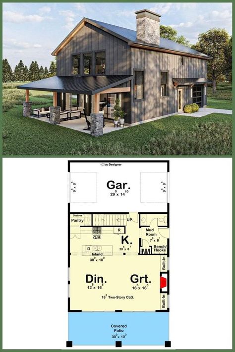 2 Story Barndominium Floor Plans, Barndominium Pictures, 2 Story Barndominium, Barndominium House, Hidden Pantry, 2 Bedroom House Plans, Garage Floor Plans, Barndominium Floor Plans, Overhead Door