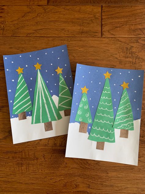 Christmas Cards Year 1, Christmas Card Making For Kids, Christmas Tree Kindergarten, Christmas Card Crafts For Kids, Christmas Card Ideas For Kids, Christmas Cards Handmade Kids, Holiday Art Projects, Christmas Lesson, Christmas Art Projects