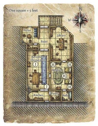 Wizards House, Pathfinder Maps, Building Map, Tabletop Rpg Maps, Fantasy Maps, Adventure Map, Rpg Maps, Dragon Rpg, Medieval Houses