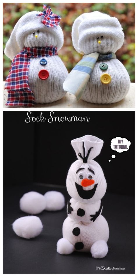 How To Make Soft Toys With Socks, Diy Sock Animals No Sew, Make Gloves From Socks, Sock Reindeer, Sock Animals Diy, Sock Snowman Craft, Diy Sock Toys, Christmas Decorations Sewing, Sock Snowman