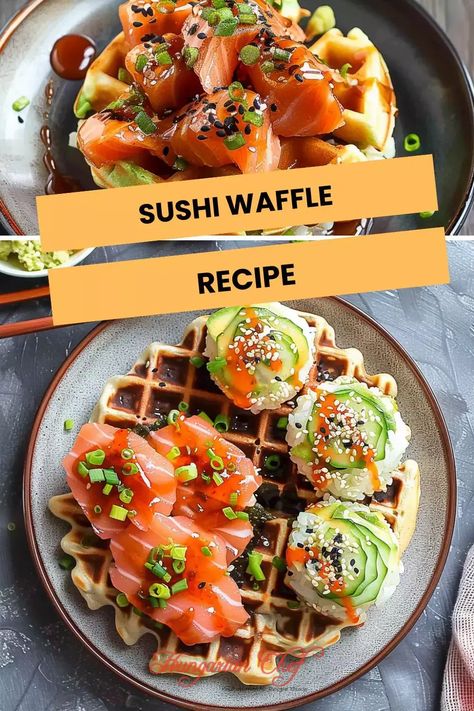 Sushi Waffle Recipe – Hungarian Chef Sushi Waffle, Traditional Sushi, Sushi Grade Tuna, Waffle Iron Recipes, Crispy Waffle, Iron Recipes, Salmon Roe, Flavored Rice, Waffle Recipe