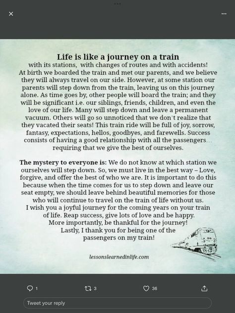 The Train Of Life Poem, Train Of Life Poem, Memorial Ideas, Poems About Life, Free Speech, The Train, Some Words, A Train, Wise Quotes