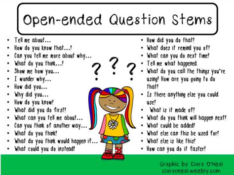 Open Ended Science For Preschool, How To Ask Open Ended Questions, Open Ended Vs Close Ended Questions, Preschool Open Ended Questions, Check For Understanding Ideas, Open Ended Questions Therapy, Open Ended Questions For Preschoolers, Open Ended Questions For Kids, Check In Questions