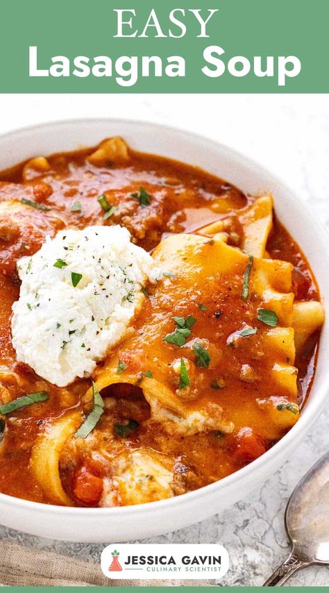 Hey there! Craving a cozy and delicious meal? Look no further than this mouthwatering Lasagna Soup recipe! With the perfect combination of hearty flavors, this soup brings all the comforting deliciousness of a classic lasagna in a bowl. And the best part? It's super easy to make! So, grab a spoon, and get ready to indulge in a bowlful of pure comfort. Trust me, you won't be able to resist seconds! Pin this recipe now and thank me later for this comforting and oh-so...  via @foodiegavin Lasagna Soup With Ravioli, Lasagna Soup Recipe Dutch Oven, Lasagna Soup For Two, Raos Lasagna Soup, Lasagna Soup For 2, Stovetop Lasagna Soup, Easy Lasagna Soup Recipe With Ricotta, Tiktok Lasagna Soup Recipe, Lazania Soup Recipe