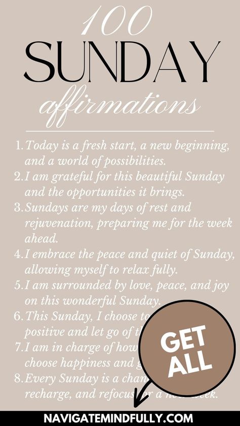 sunday affirmations Sunday Affirmations, Affirmations For Women, Sunday Quotes, Fresh Start, Choose Happy, I Am Grateful, Positive Self Affirmations, Self Discovery, Choose Me