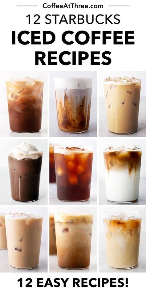 Skip Starbucks and make their refreshing iced coffees at home! They’re easy and delicious to make, from Iced Caramel Macchiato to Vanilla Sweet Cream Cold Brew. #icedcoffee #coldbrew #starbuckscopycat #starbucksicedcoffee #starbuckscoldbrew Best Starbucks Iced Coffee, Vanilla Sweet Cream Cold Brew, Sweet Cream Cold Brew, Caramel Iced Coffee Recipe, Mocha Frappe Recipe, Iced White Chocolate Mocha, Vanilla Sweet Cream, Iced Caramel Macchiato, Iced Coffee Recipes