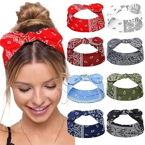 Amazon.com: Tobeffect Bandana Headbands for Women with Bow Paisley Cute Summer Hair Accessories Wide Knotted Headband Bow Hair Bands Rabbit Ears Womens Turban Headbands Headwraps for Girls : Clothing, Shoes & Jewelry Bandana Headbands, Cute Summer Hair, Prom Styles, Headbands For Short Hair, Summer Hair Accessories, Bohemian Headband, Summer Headbands, Sport Hair, Flower Headbands