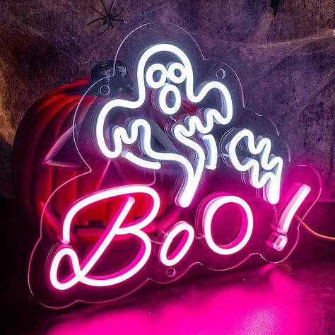 Light up your Halloween spirit with this Halloween neon sign decor. Explore the enchanting glow that adds a hauntingly stylish touch to your festivities. Illuminate your Halloween nights with neon magic! 🎃💡✨ #HalloweenNeonSigns #SpookyDecor #HauntedHome #Halloween #Spooky #Ghost #Boo #Affiliate Spooky Room Decor, Halloween Neon Sign, Spooky Halloween Decorations, Rope Lights, Novelty Lighting, Neon Art, Bar Club, Custom Neon, Custom Neon Signs