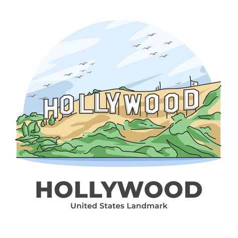 Hollywood Illustration, Minimalist Cartoon, Real Estate Landing Pages, City Hospital, Eco City, Mountain City, Illustration Story, City Icon, Skyline Design