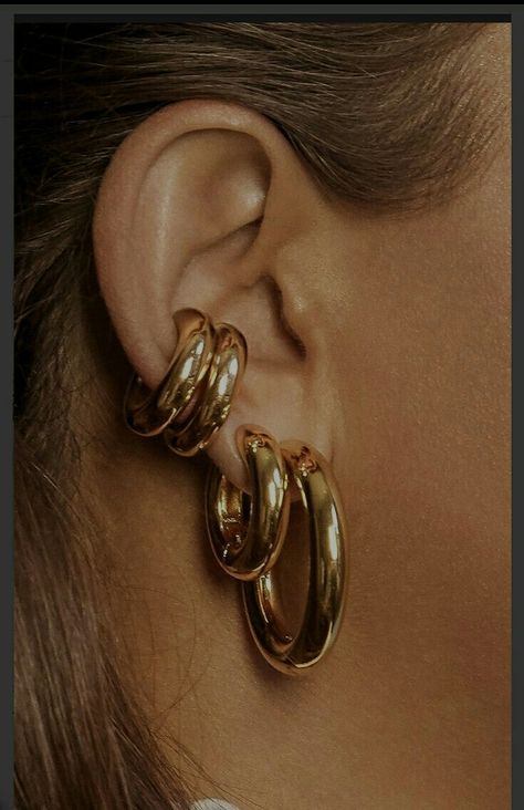 Dope Jewelry, Chunky Jewelry, Hoop Earring Sets, The Ear, Stacked Jewelry, Jewelry Lookbook, Jewelry Photography, Girly Jewelry, Jewelry Inspo